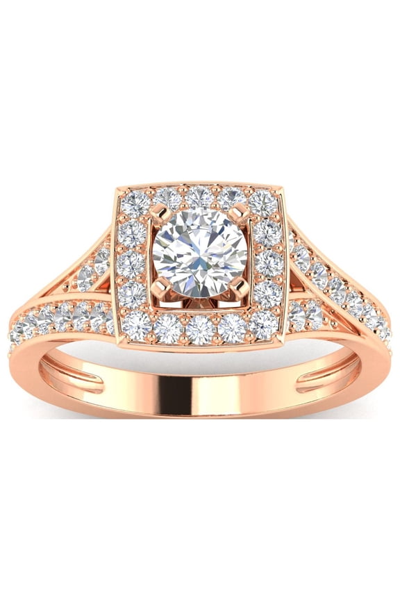 1.00 Carat TW Women's Diamond Engagement rings in 10k Rose Gold (G-H, I1)