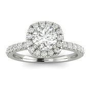 KEEPSTAR 1.00 Carat TW Women's Diamond Halo Engagement Rings in 10k White Gold