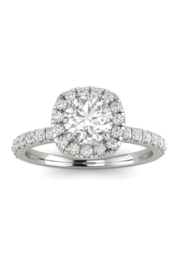 1.00 Carat TW Women's Diamond Halo Engagement Rings in 10k White Gold