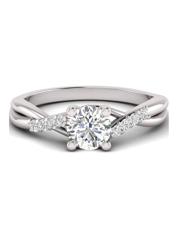 1.00 Carat TW Women's Diamond Halo Engagement Rings in 10k White Gold