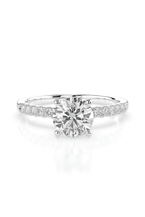 1.00 Carat TW Women's Moissanite Engagement Ring in 18k White Plated Silver (D Color, VVS1 Clarity, Size 5)