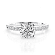 KEEPSTAR 1.00 Carat TW Women's Moissanite Engagement Ring in 18k White Plated Silver (D Color, VVS1 Clarity, Size 7)