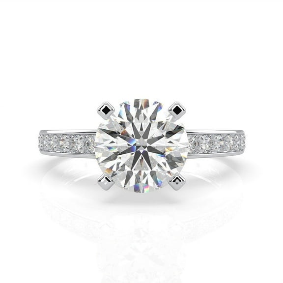 1.00 Carat TW Women's Moissanite Engagement Ring in 18k White Plated Silver (VVS1 Clarity, D Color, Size 8.5)