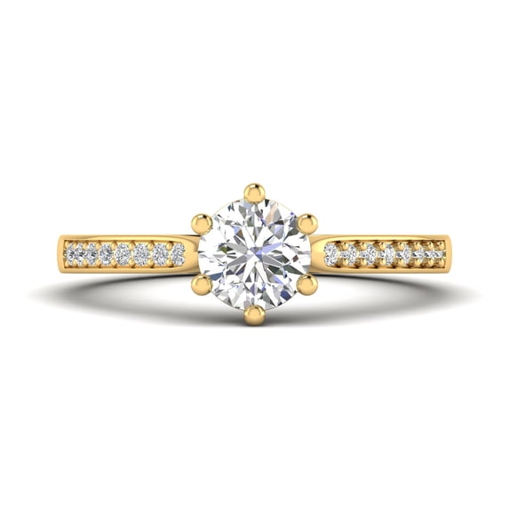 1.00 Carat TW Women's Moissanite Solitaire Engagement Ring in 18k Yellow Gold Plated Over Silver (Size 4)