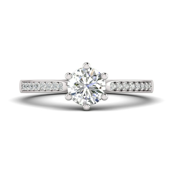 1.00 Carat TW Women's Moissanite Solitaire Engagement Ring in 18k white Gold Plated Over Silver (Size 5.5)
