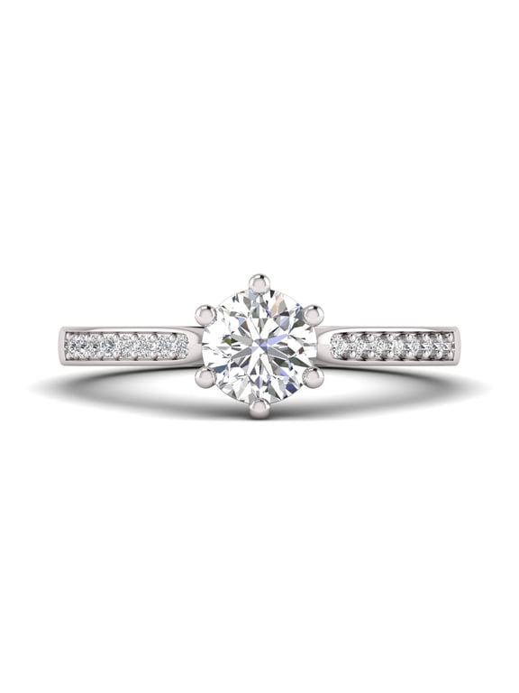 1.00 Carat TW Women's Moissanite and Natural Diamond Solitaire Engagement Ring in 10k Rose Gold (Size 4)