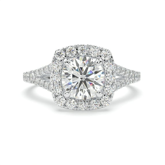 1.00 Carat TW Women's Moissanite and Natural Diamonds Engagement Ring in 10k White Gold, Size 8
