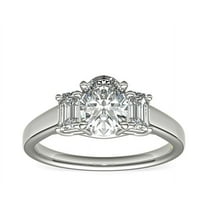 1.00 Carat Unique Oval Cut Natural Diamond Three Stone Wedding Ring for Women Solid 950 Platinum Size 7