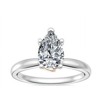 1.00 Carat VS1/F-G Pear Shaped Genuine Diamond Wonderful Solitaire Ring for Wedding Solid 14K White Gold Size 7