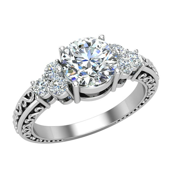 1.00 Carat Vintage Wedding Ring 14K White Gold