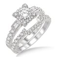 thumbnail image 1 of 1.00 Carat Vintage floral Bridal Set Engagement Ring with Round Diamond in 10k white Gold, 1 of 3
