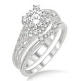 thumbnail image 1 of 1.00 Carat Vintage halo floral Bridal Set Engagement Ring with Round Diamond in 10k white Gold, 1 of 2