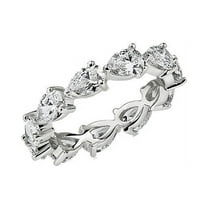 1.00 Carat Wonderful Pear Cut Moissanite Eternity Band for Engagement Solid 14K White Gold Size 7 by Diamond-Capitals