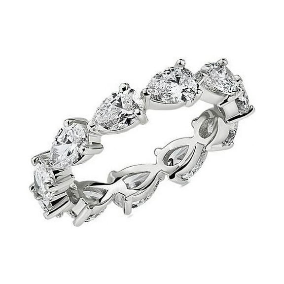 1.00 Carat Wonderful Pear Cut Moissanite Eternity Band for Engagement Solid 14K White Gold Size 7 by Diamond-Capitals