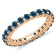 thumbnail image 1 of 1.00 Carat (ctw) 10K Rose Gold Round Blue Diamond Ladies Eternity Wedding Anniversary Stackable Ring Band, 1 of 1