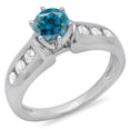 thumbnail image 1 of 1.00 Carat (ctw) 10K White Gold Round Cut Blue & White Diamond Ladies Bridal Solitaire With Accents Engagement Ring 1 CT, 1 of 1