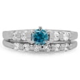 thumbnail image 1 of 1.00 Carat (ctw) 10K White Gold Round Cut Blue & White Diamond Ladies Bridal Solitaire With Accents Engagement Ring Matc, 1 of 1