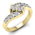 thumbnail image 1 of 1.00 Carat (ctw) 10K Yellow Gold Round White Diamond Ladies Two Stone Bypass Style Bridal Engagement Ring 1 CT, 1 of 1