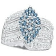 thumbnail image 1 of 1.00 Carat (ctw) 10k White Gold Round & Baguette Cut Blue & White Diamond Ladies Right Hand Cluster Ring, 1 of 1