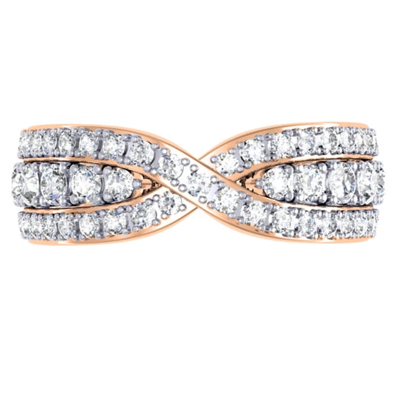1.00 Carat (ctw) 14K Rose Gold Round White Diamond Ladies Swirl Wedding Anniversary Band Ring 1 CT