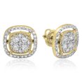 thumbnail image 1 of 1.00 Carat (ctw) 14K Yellow Gold Round Cut White Diamond Ladies Cluster Style Stud Earrings 1 CT, 1 of 1