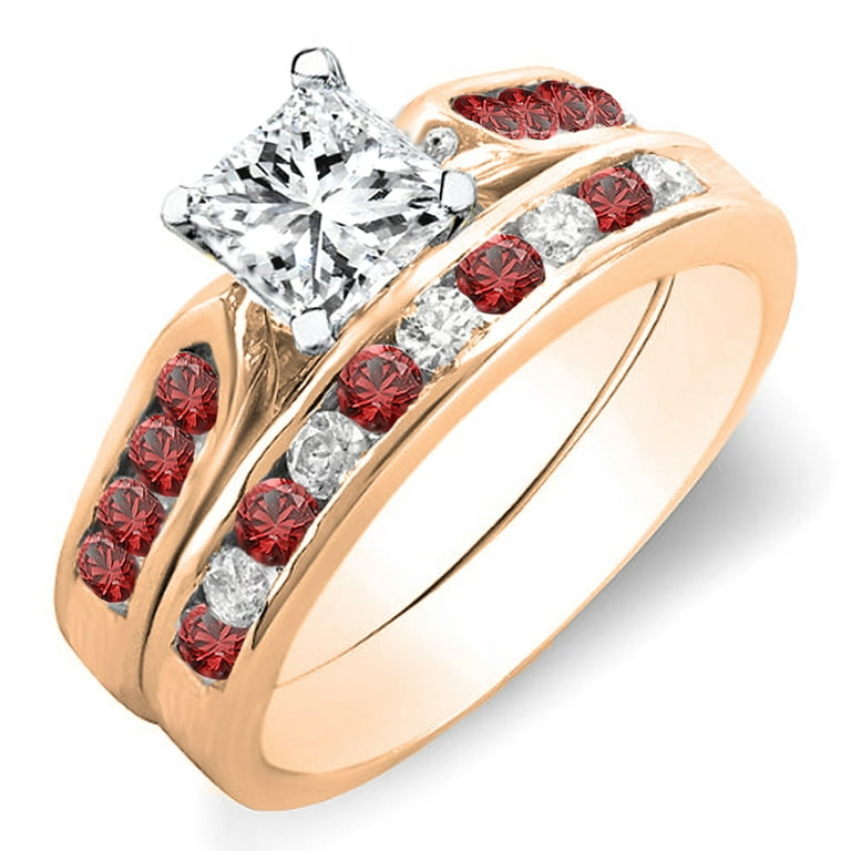 LADIES BRIDAL SET 1.00CT ROUND/PRINCESS DIAMOND 14K ROSE GOLD LADIES BRIDAL SET 1.00CT ROUND/PRINCESS DIAMOND 14K ROSE GOLD
