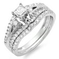 thumbnail image 1 of 1.00 Carat (ctw) 18K White Gold Princess & Round Diamond Ladies Engagement Bridal Wedding Band Set 1 CT, 1 of 1