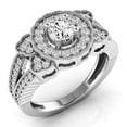 thumbnail image 1 of 1.00 Carat (ctw) 18K White Gold Round Cut White Diamond Ladies Bridal Vintage Style Halo Engagement Ring 1 CT, 1 of 1
