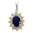 thumbnail image 1 of 1.00 Carat (ctw) Kate Middleton Diana Replica 14K White Gold Real Round Citrine With Real Oval Blue Sapphire Ladies Pend, 1 of 1