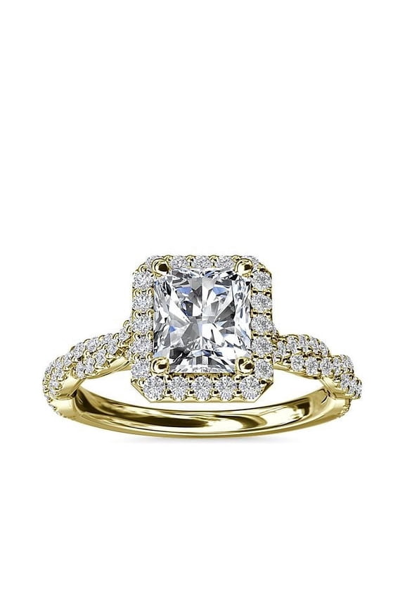 1.00 Ct Asscher Cut Natural Diamond Stylish Solitaire with Accents Ring for Anniversary Solid 14K Yellow Gold Size 4