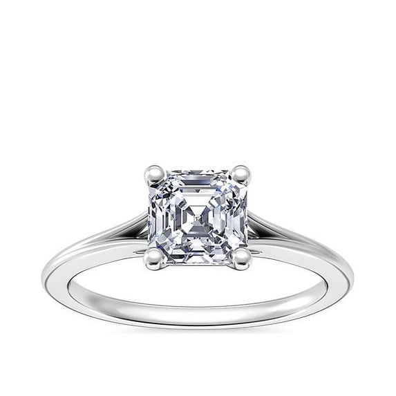1.00 Ct Brilliant Asscher Cut Solitaire Genuine Diamond Beautiful Wedding Ring for her Solid 18K White Gold Size 7