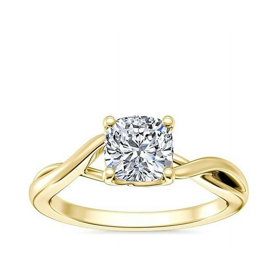 1.00 Ct Brilliant Cushion Cut Genuine Diamond Sparkle Solitaire Engagement Ring for Women Solid 14K Yellow Gold Size 6.5