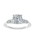 thumbnail image 1 of 1.00 Ct Brilliant Cushion Cut Genuine Diamond Sparkle Solitaire with Accents Engagement Ring for Women Solid 14K White Gold Size 6.5, 1 of 8