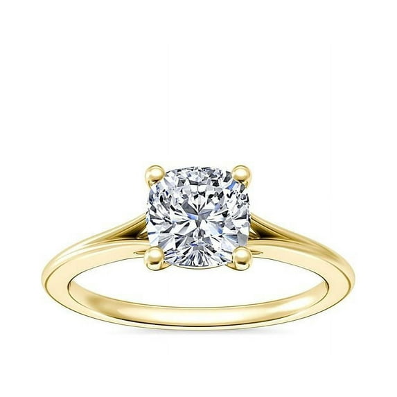 1.00 Ct Brilliant Cushion Cut Solitaire Genuine Diamond Beautiful Wedding Ring for her Solid 18K Yellow Gold Size 7
