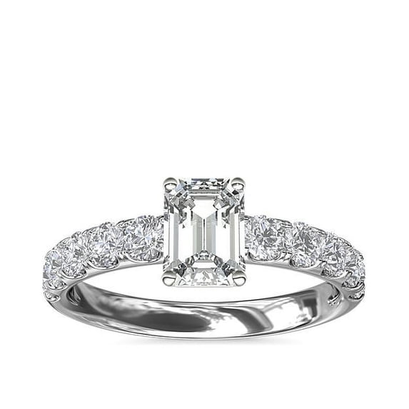 1.00 Ct Brilliant Emerald Cut Natural Diamond Accents Elegant Halo Ring for Women Solid 18K White Gold Size 6