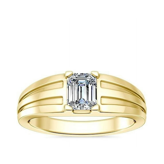 1.00 Ct Brilliant Emerald Cut Natural Diamond Elegant Solitaire Wedding Ring for her Solid 14K Yellow Gold Size 6