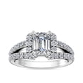 thumbnail image 1 of 1.00 Ct Brilliant Emerald Cut Natural Diamond Elegant Solitaire with Accents Wedding Ring for her Solid 14K White Gold Size 6, 1 of 8