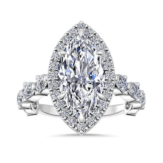 1.00 Ct Brilliant Marquise Shape Genuine Diamond Sparkle Halo Ring for Engagement and Wedding in Solid 18K White Gold Size 6.5
