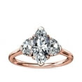 thumbnail image 1 of 1.00 Ct Brilliant Marquise Shape Three Stone Genuine Diamond Beautiful Wedding Ring for her Solid 18K Rose Gold Size 7, 1 of 8