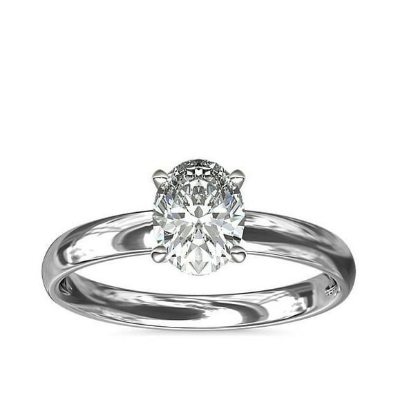 1.00 Ct Brilliant Oval Cut Genuine Diamond Sparkle Solitaire Engagement Ring for Women Solid 14K White Gold Size 6.5