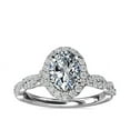 thumbnail image 1 of 1.00 Ct Brilliant Oval Cut Natural Diamond Elegant Solitaire with Accents Wedding Ring for her Solid 14K White Gold Size 6, 1 of 9