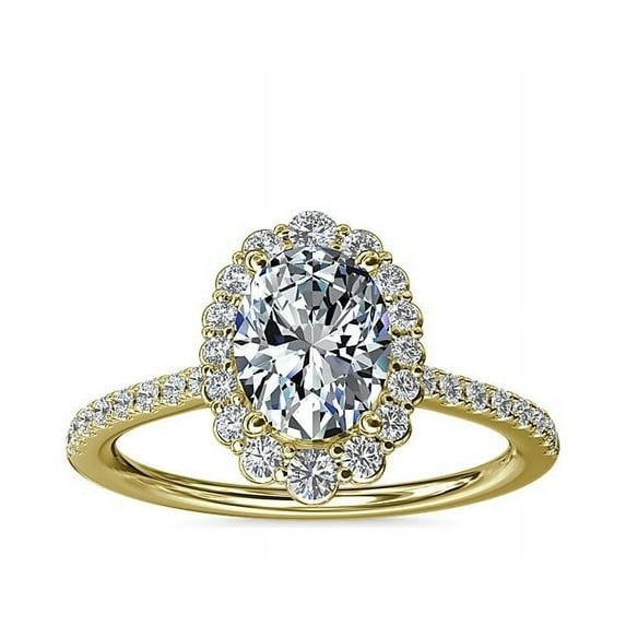 Diamond-Capitals 1.00 Carat Oval Cut Genuine Diamond Latest Solitaire (F-G/VS1) Engagement Ring for her Solid 18K Yellow Gold Size 7