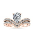 thumbnail image 1 of 1.00 Ct Brilliant Pear Cut Natural Diamond Pear Solitaire with Accents Engagement Ring for her Solid 14K Rose Gold Size 5.5, 1 of 8