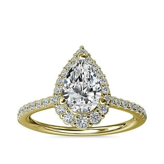 Diamond-Capitals 1.00 Carat Pear Cut Beautiful Solitaire Natural Diamond (F-G/VS1) Wedding Ring for Ladies in 14K Yellow Gold Size 5.5
