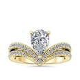 thumbnail image 1 of 1.00 Ct Brilliant Pear Cut Natural Diamond Pear Solitaire with Accents Engagement Ring for her Solid 18K Yellow Gold Size 5.5, 1 of 8