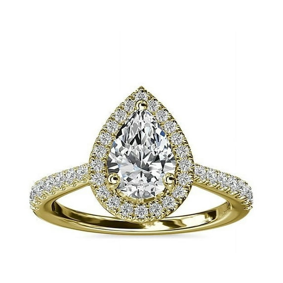 1.00 Ct Pear Cut Elegant Real Diamond Solitaire Anniversary Ring for Ladies Solid 18K Yellow Gold Size 5.5 (F-G/VS1) by Diamond-Capitals
