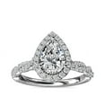 thumbnail image 1 of Diamond-Capitals 1.00 Carat Pear Shape Genuine Diamond (F-G/VS1) Sparkle Solitaire Wedding Ring for Girls Solid 18K White Gold Size 6.5, 1 of 8