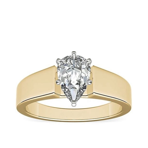 1.00 Ct Brilliant Pear Shape Solitaire Genuine Diamond Beautiful Wedding Ring for her Solid 18K Yellow Gold Size 7