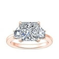 thumbnail image 1 of 1.00 Ct Brilliant Princess Cut Genuine Diamond Sparkle Three Stone Engagement Ring for Women Solid 14K Rose Gold Size 6.5, 1 of 8