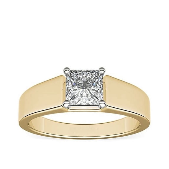 1.00 Ct Brilliant Princess Cut Natural Diamond Elegant Solitaire Wedding Ring for her Solid 14K Yellow Gold Size 6